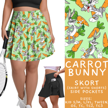 Load image into Gallery viewer, Batch #454 - Cool Characters 10 - Closes 11/26 - ETA mid Jan - Carrot Bunny Skort
