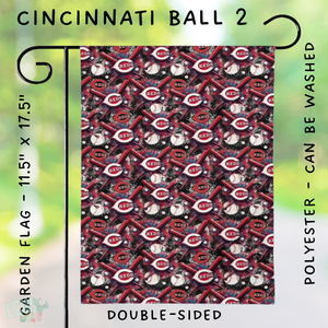 Batch #312 - Strike Out Baseball Flags - Closes 3/28 - ETA late May - Cincinnati Ball 2 Garden Flag