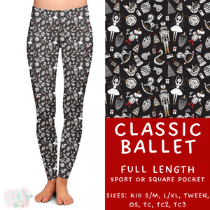 Ready to Ship - Classic Ballet Full Length Leggings - Sport Pocket OS & TC