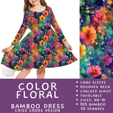 Load image into Gallery viewer, Ready to Ship - Color Floral Long Sleeve Criss-Cross Bamboo Dress - 12
