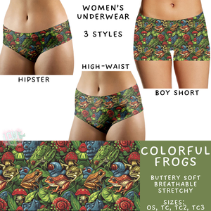 Batch #340 - Comfortable Underwear 4 - Closes 5/16 - ETA early July - Colorful Frogs Women's Underwear