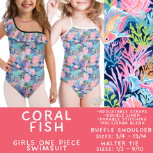 Load image into Gallery viewer, Batch #543 - Pool Party 2 - Closes 6/15 - ETA early/mid August - Coral Fish Girl's Swimsuit
