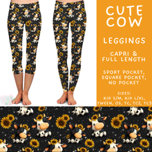 Load image into Gallery viewer, Batch #603 - September Request Run - Closes 10/26 - ETA mid/late Dec - Cute Cow Full and Capri Length Leggings
