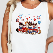 Load image into Gallery viewer, Wholesale Cats Patriotic Graphic Tee - CC White Tank Top
