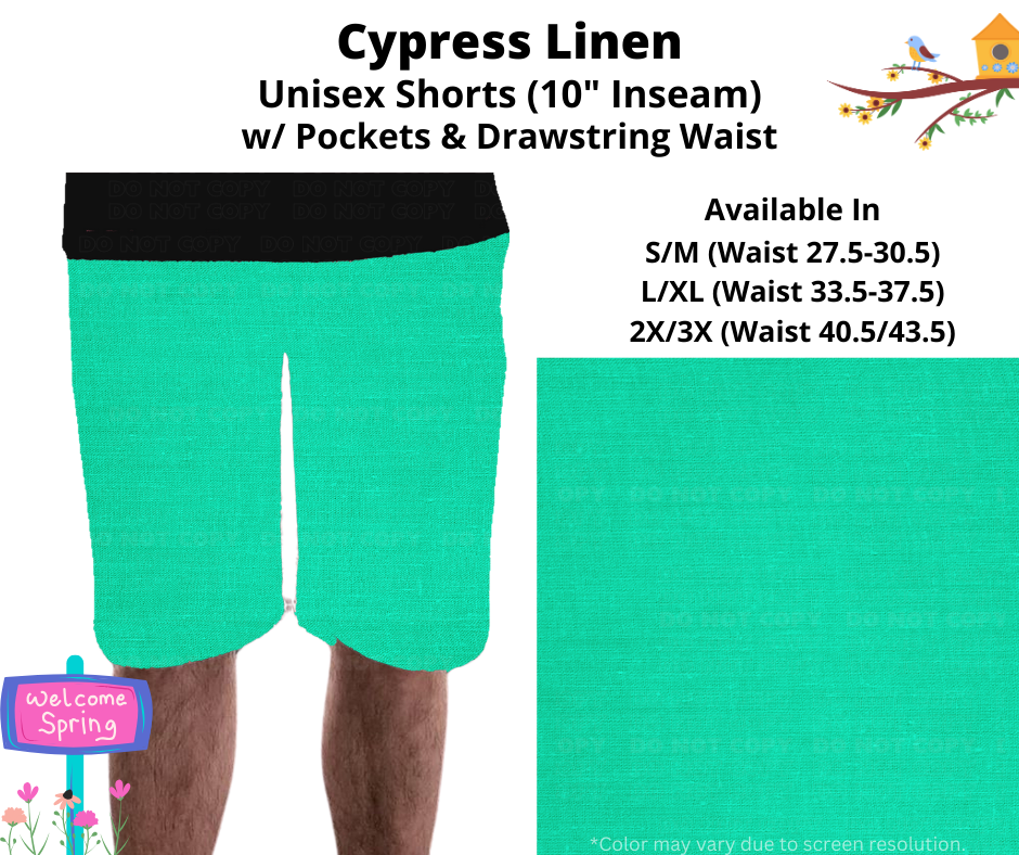 Preorder! Closes 1/8. ETA April. Cypress Linen Unisex Shorts