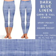Load image into Gallery viewer, Ready To Ship - Dark Blue Linen Full Length - TC2 Square &amp; Capri Length - TC Square Pocket
