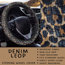 Load image into Gallery viewer, Batch #554 - Car Accessories 3 - Closes 7/10 - ETA early/mid Sept - Denim Leop Steering Wheel Cover
