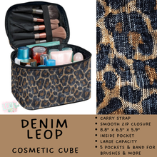 Load image into Gallery viewer, Batch #559 - Cosmetic Cube Collection - Closes 7/22- ETA late Sept - Denim Leop Cosmetic Cube
