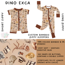 Load image into Gallery viewer, Ready to Ship - Dino Exca Short Zippy - NB &amp; Long Zippy Sleeper - 3T, 4T, 5T
