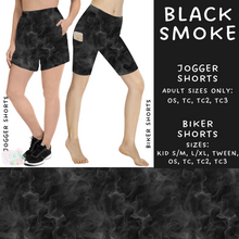 Load image into Gallery viewer, Batch #291 - Colorful Smoke - Closes 2/20 - ETA early April -  Black Smoke Biker &amp; Jogger Shorts
