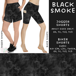 Batch #291 - Colorful Smoke - Closes 2/20 - ETA early April -  Black Smoke Biker & Jogger Shorts
