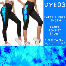 Load image into Gallery viewer, Batch #341 - Tie Dye Collection - Closes 5/19 - ETA early July - DYE03 Panel Pocket Full and Capri Length Leggings
