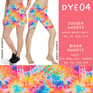 Batch #341 - Tie Dye Collection - Closes 5/19 - ETA early July - DYE04 Biker & Jogger Shorts