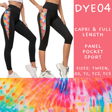 Load image into Gallery viewer, Batch #341 - Tie Dye Collection - Closes 5/19 - ETA early July - DYE04 Panel Pocket Full and Capri Length Leggings
