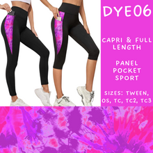 Load image into Gallery viewer, Batch #341 - Tie Dye Collection - Closes 5/19 - ETA early July - DYE06 Panel Pocket Full and Capri Length Leggings
