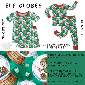 Batch #438 - Little Dreamers Christmas 2 - Closes 10/29 - ETA early Dec - Elf Globes Bamboo Short and Long Sleeper Set