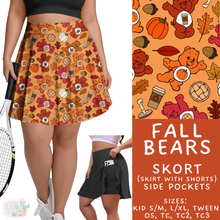 Load image into Gallery viewer, Batch #409 - Character Fall 2 - Closes 9/8 - ETA late October - Fall Bears Skort
