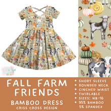 Load image into Gallery viewer, Ready to Ship - Fall Farm Friends Criss-Cross Bamboo Dress - 3T, 4T &amp; 5T
