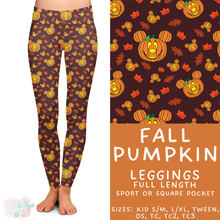 Load image into Gallery viewer, Ready to Ship - Fall Pumpkin Full Length Leggings - Sport Pocket OS &amp; Square Pocket TC2
