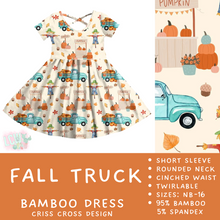Load image into Gallery viewer, In Production - Batch #392 - Fall Truck Criss-Cross Bamboo Dress - 5T
