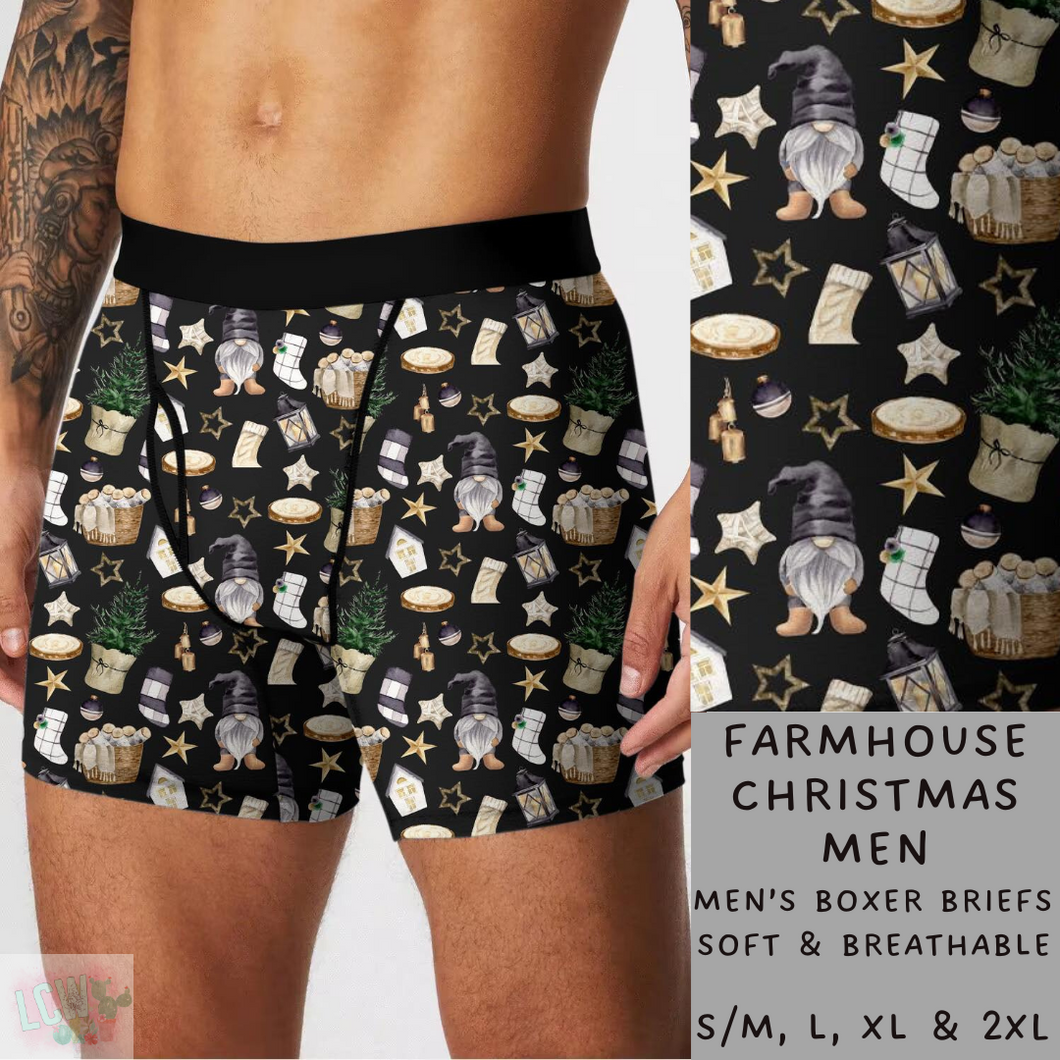 Ready To Ship - Farmhouse Christmas Mens Boxer Briefs - S/M