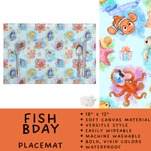 Load image into Gallery viewer, Batch #602 - Table Runners &amp; Placemats - Closes 10/23 - ETA mid Dec - Fish Bday Placemat

