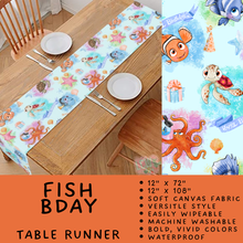 Load image into Gallery viewer, Batch #602 - Table Runners &amp; Placemats - Closes 10/23 - ETA mid Dec - Fish Bday Table Runner
