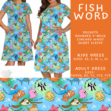 Load image into Gallery viewer, Batch #608 - Magic in Words - Closes 11/4 - ETA early Jan - Fish Word Adult &amp; Kids Dresses
