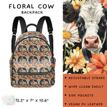 Load image into Gallery viewer, Batch #309 - Card Holders &amp; Mini Backpacks - Closing 3/24 - ETA late May - Floral Cow Mini Backpack
