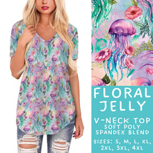 Load image into Gallery viewer, Batch #307 - Sea Life - Closes 3/20 - ETA mid May - Floral Jelly V-Neck Tee
