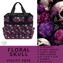 Load image into Gallery viewer, Batch #549 - Utility Tote 2 - Closes 6/29 - ETA late August - Floral Skull Utility Tote
