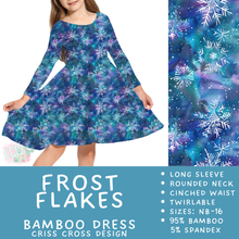 Load image into Gallery viewer, Ready to Ship - Frost Flakes Long Sleeve Criss-Cross Bamboo Dress - 4, 6 &amp; 8
