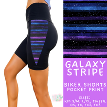 Load image into Gallery viewer, Batch #547 - Set in Style Collection - Closes 6/24 - ETA late August - Galaxy Stripe Pocket Print Biker Short
