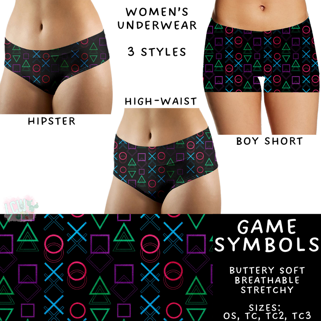 Batch #340 - Comfortable Underwear 4 - Closes 5/16 - ETA early July - Game Symbols Women's Underwear