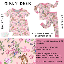 Load image into Gallery viewer, In Production - Batch #366 - Girly Deer Bamboo Short Sleeper Set - 12T
