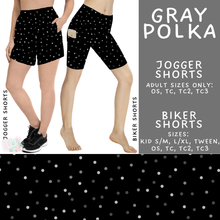 Load image into Gallery viewer, Batch #550 - Fun Run 24 - Closes 7/1 - ETA early Sept - Gray Polka Biker &amp; Jogger Shorts
