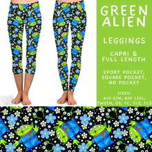 Load image into Gallery viewer, Batch #572 - Magical Faves 23 - Closes 8/19 - ETA mid October - Green Alien Full and Capri Length Leggings
