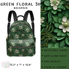 Load image into Gallery viewer, Batch #309 - Card Holders &amp; Mini Backpacks - Closing 3/24 - ETA late May - Green Floral 3D Mini Backpack
