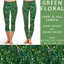 Load image into Gallery viewer, Ready To Ship - Batch #293 - Green Floral Full Length Leggings Sport TC2, Square TC2, Capri Square TC2
