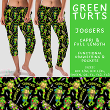 Load image into Gallery viewer, Batch #586 - Cool Characters 18 - Closes 9/16 - ETA mid Nov - Green Turts Full and Capri Length Joggers
