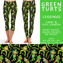 Load image into Gallery viewer, Batch #586 - Cool Characters 18 - Closes 9/16 - ETA mid Nov - Green Turts Full and Capri Length Leggings
