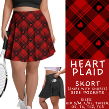 Load image into Gallery viewer, Batch #453 - Love Day 2 - Closes 11/24 - ETA mid Jan - Heart Plaid Skort
