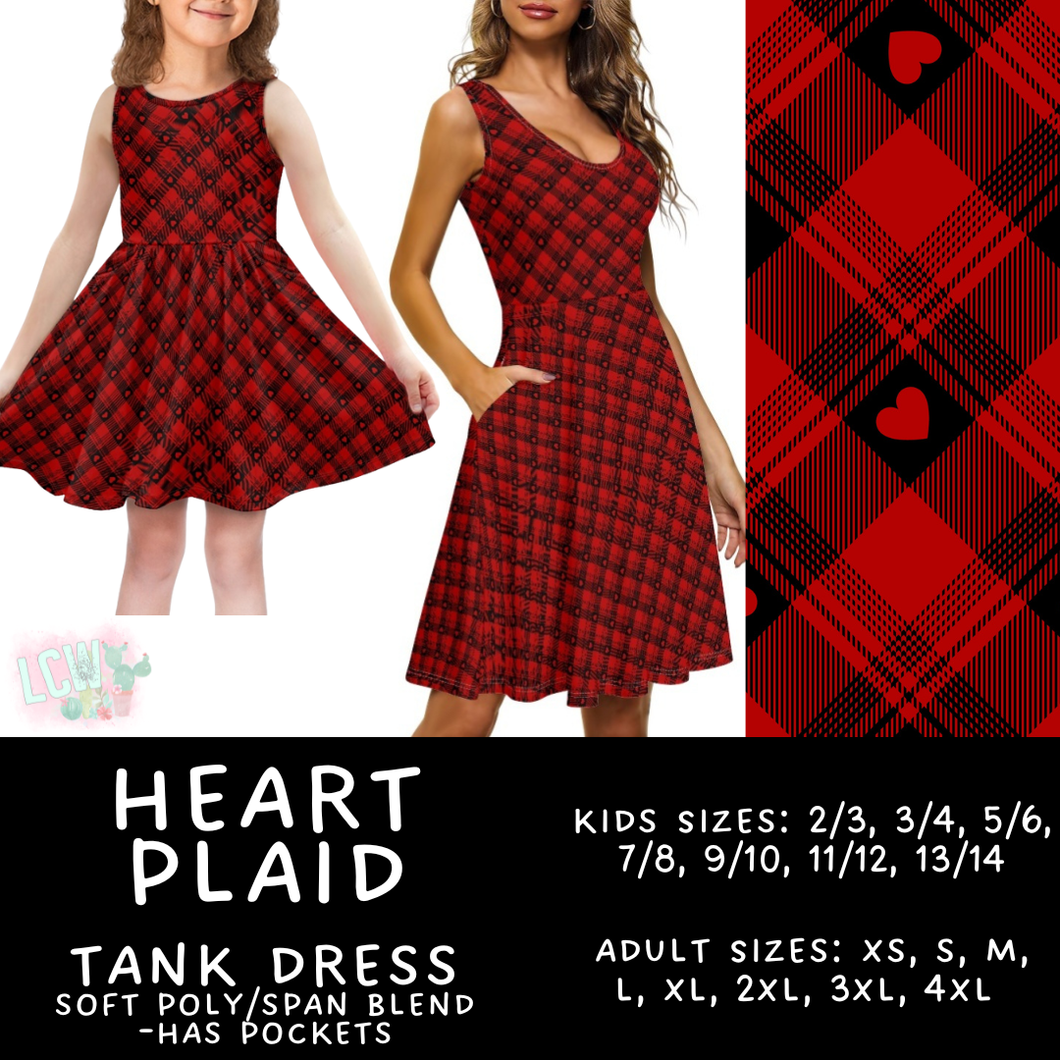 Batch #452 - Mom & Me Love - Closes 11/21 - ETA early Jan - Heart Plaid Women's & Girl's Tank Dress
