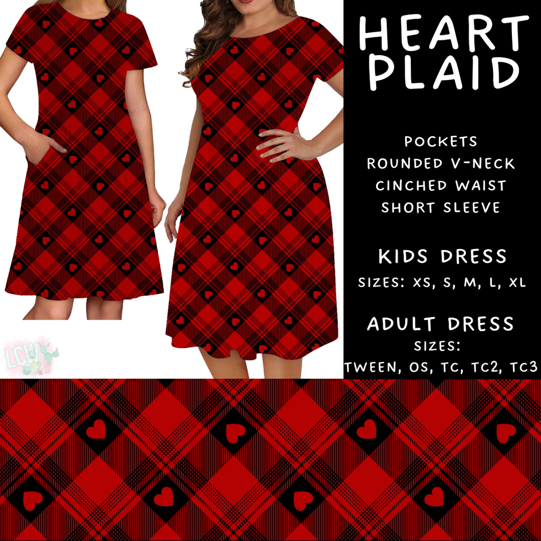 Batch #452 - Mom & Me Love - Closes 11/21 - ETA early Jan - Heart Plaid Womens & Girls Dresses