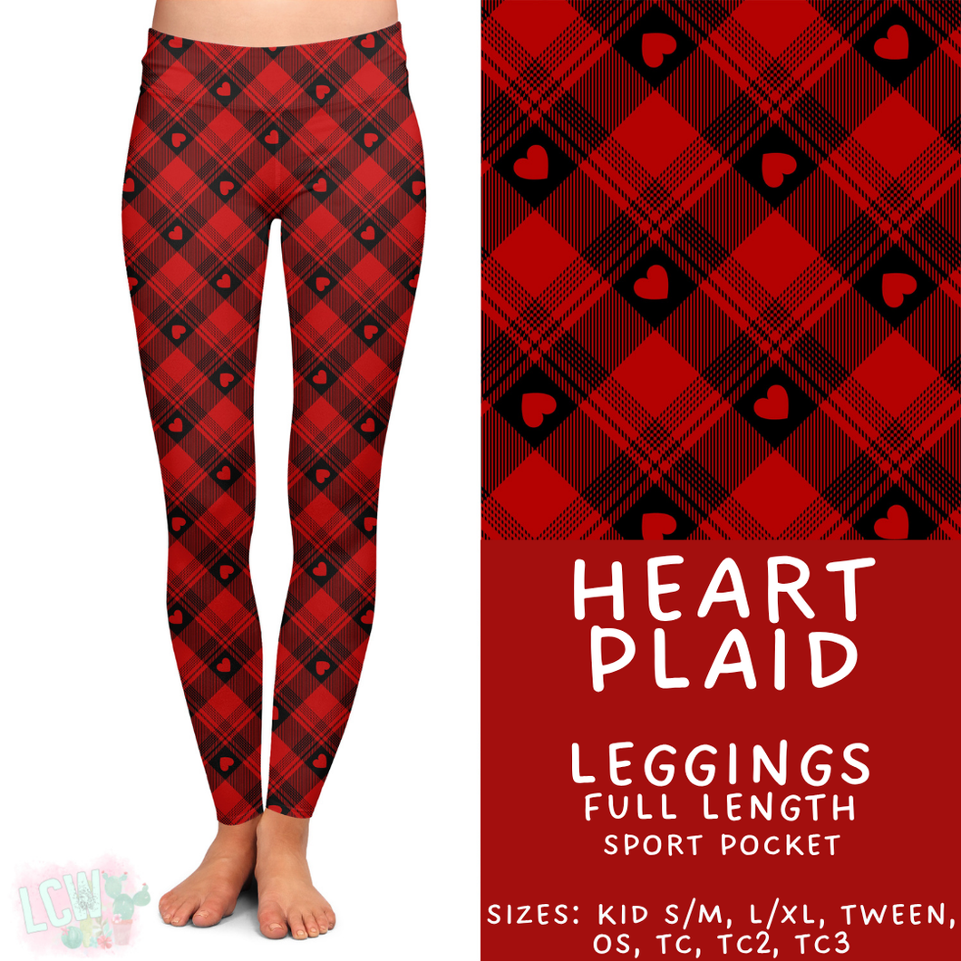 Batch #453 - Love Day 2 - Closes 11/24 - ETA mid Jan - Heart Plaid Full Length Leggings