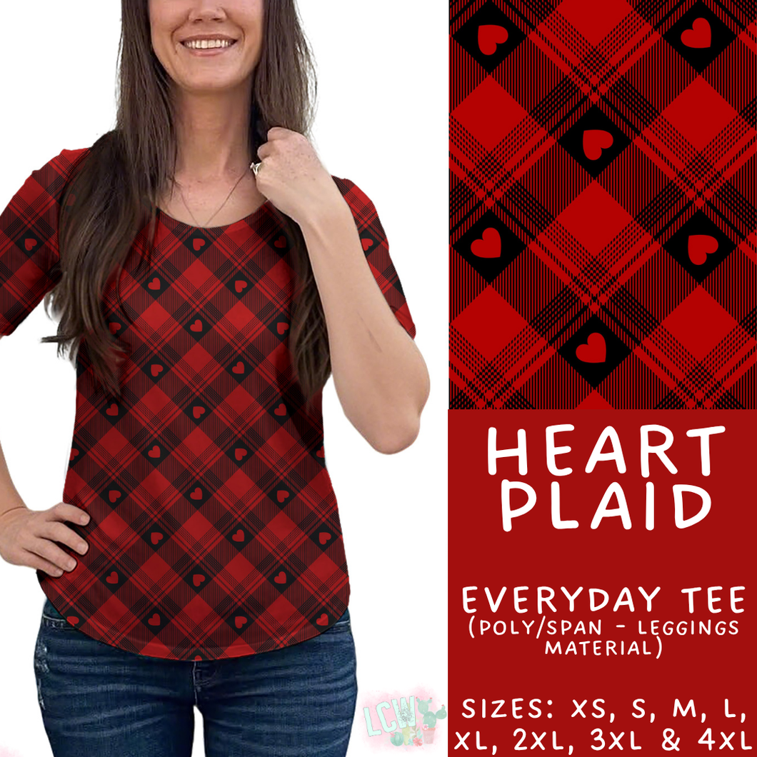 Batch #453 - Love Day 2 - Closes 11/24 - ETA mid Jan - Heart Plaid Everyday Tee