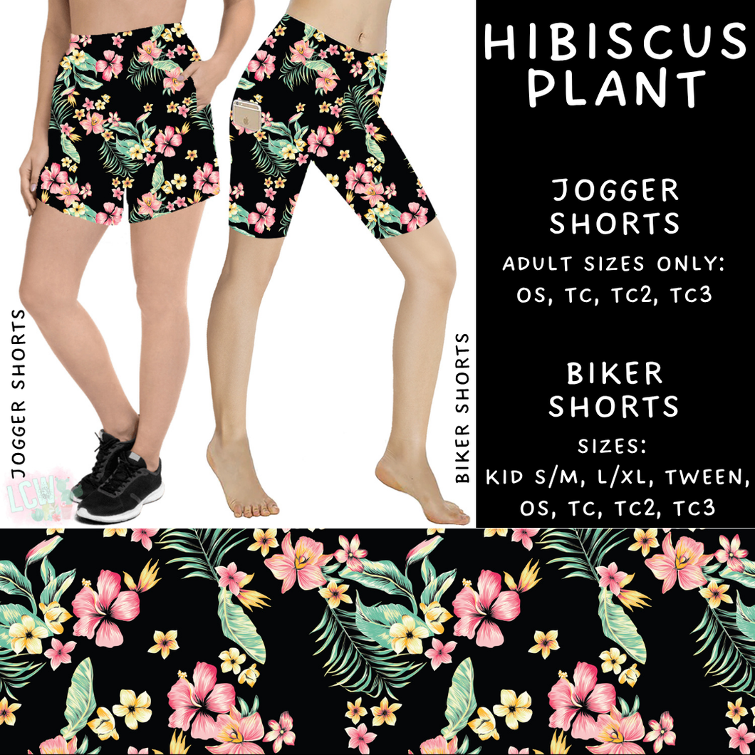 Ready to Ship - Hibiscus Plant Biker Shorts - TC & Jogger Shorts - TC2