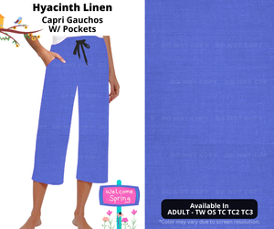 Preorder! Closes 1/8. ETA April. Hyacinth Linen Capri Gauchos