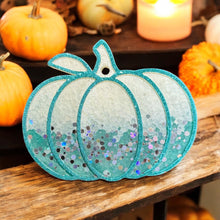 Load image into Gallery viewer, Teal Sparkle Pumpkin Freshie
