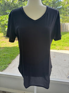 Ready to Ship Solid Black V-Neck Tee